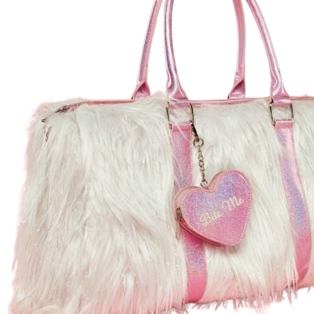 Pink and White Women's Bag